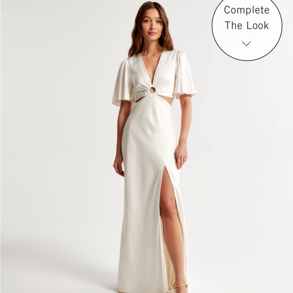 Angel sleeve o-ring cutout maxi dress - Abercrombie and Fitch - white